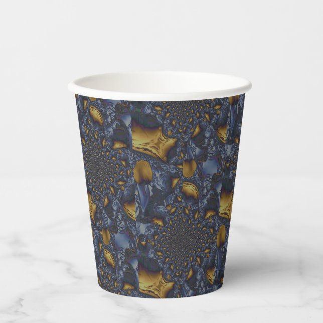 Gold und Silberblauer geschmolzene Metalle Pappbecher (Vorderseite)