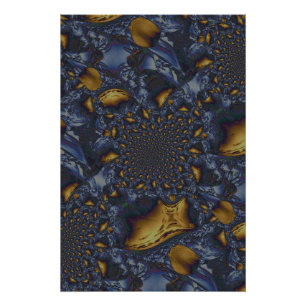 Gold und Silberblauer geschmolzene Metalle Poster