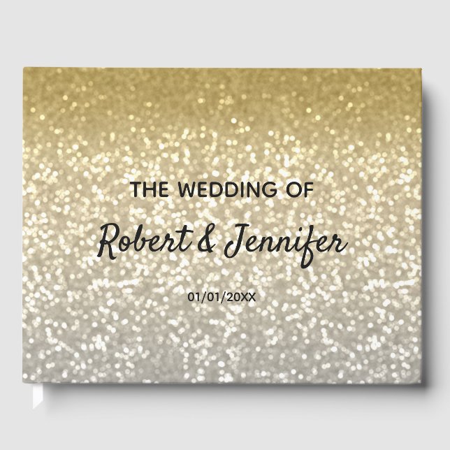 Gold- und Silberkristalle für elegante Hochzeiten Gästebuch (Vorderseite)