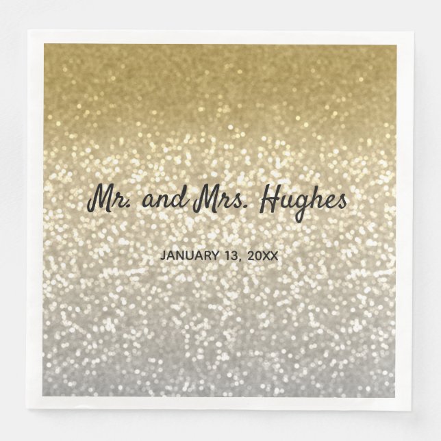 Gold- und Silberkristalle für elegante Hochzeiten Serviette (Vorderseite)