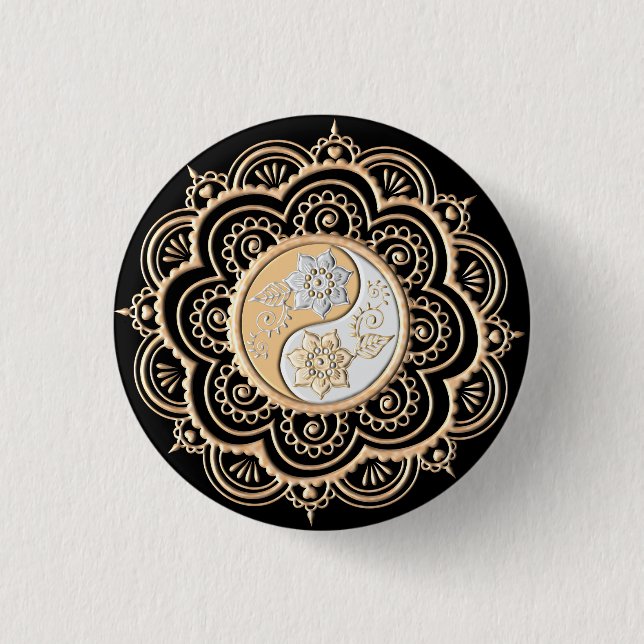 Gold- und Silbermandala Button (Vorderseite)