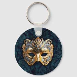 Gold- und silberverzierte Maske für den Masquerade Schlüsselanhänger