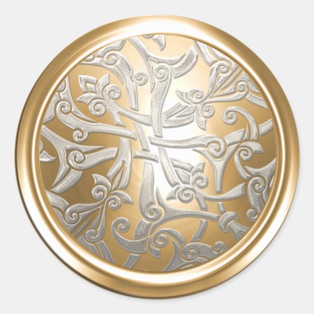 Gold und Silver Celtic Damask Umschlag Aufkleber (Vorderseite)