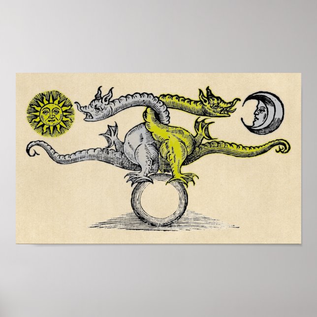 Gold und Silver Dragon Symbol Poster (Vorne)