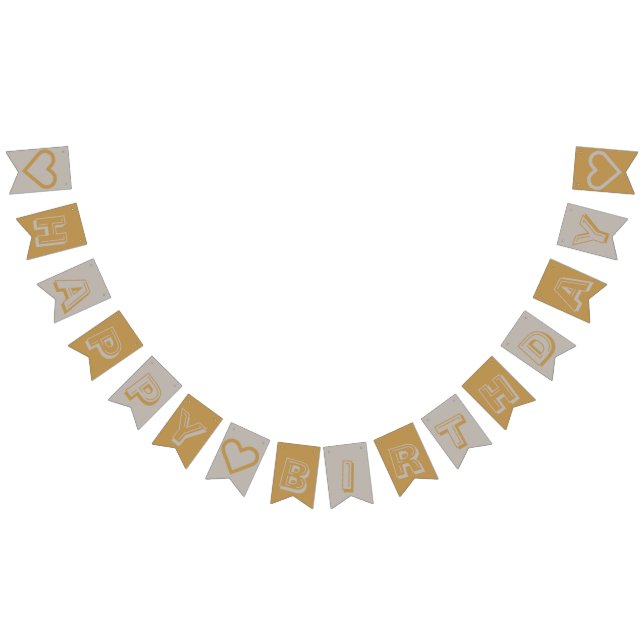 Gold und Silver Happy Birthday Wimpelkette (Alle)