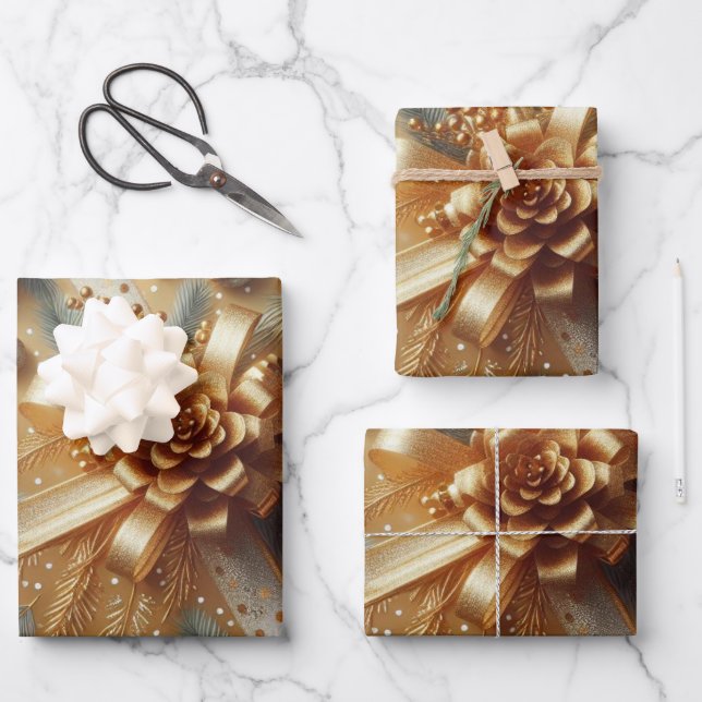 Gold und Silver Metallic Polka Dots Weihnachten Geschenkpapier Set (Vorderseite)