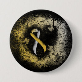 Gold und Silver Ribbon Grunge Herz Button