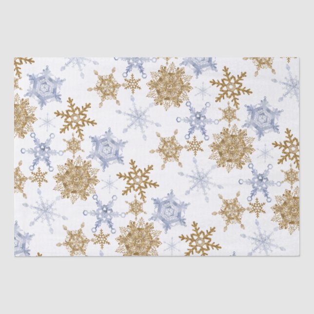 Gold und Silver Snowflakes Klare Bilder Seidenpapier (Vorderseite)