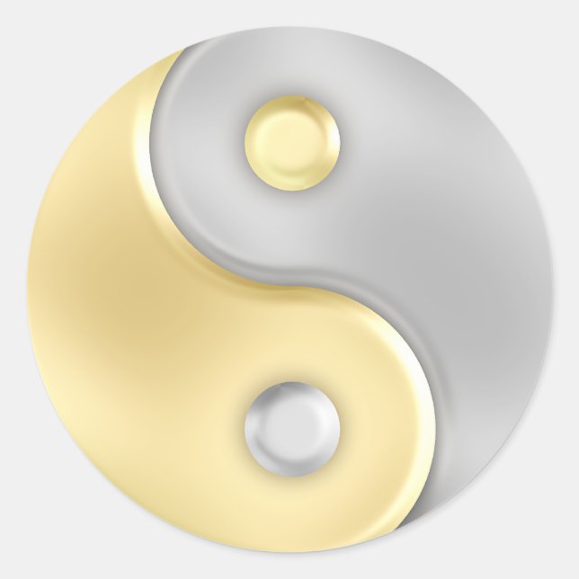 Gold und Silver Yin und Yang Runder Aufkleber (Vorderseite)