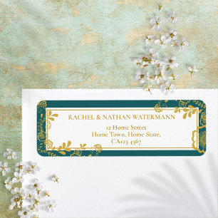 Gold- und Smaragd-Victorian-Blumen-Spitzen-Adresse