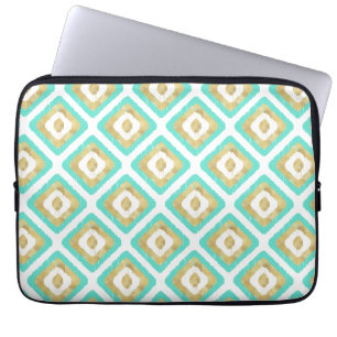 Gold und Türkis Chic Ikat Muster Laptopschutzhülle