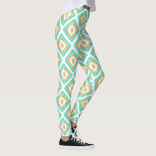 Gold und Türkis Chic Ikat Muster Leggings