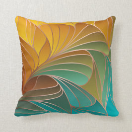Gold und Türkis Petals Neue Art Nouveau Throw Pi Kissen