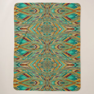 Gold- und Türkis-Stammes-Ikat-Stil-Muster Sherpadecke