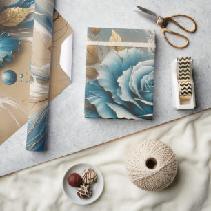 Gold- und Türkisrose Geschenkpapier