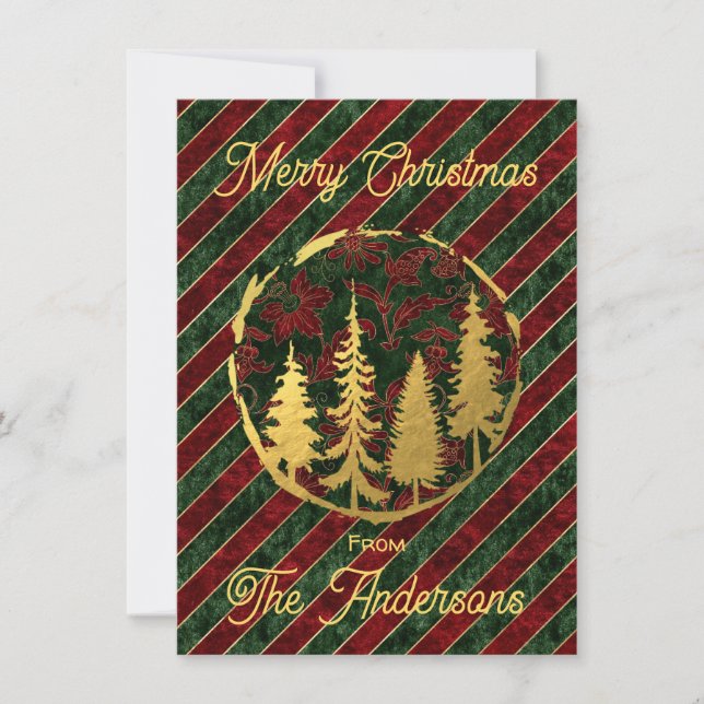 Gold und Velvet Personalisierte Weihnachtskarte (Vorderseite)