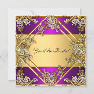 Gold- und violette Einladung für jede Party Gold V