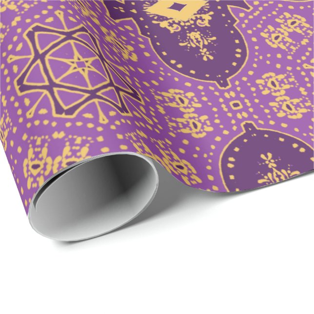 Gold und Violette Geschenkpapier (Rolleneckpunkt)