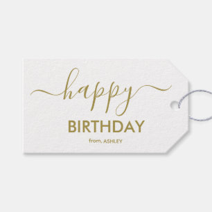 Gold und Weiß Casual Script Type Alles Gute zum Ge Geschenkanhänger
