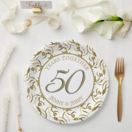 Gold und Weiß, elegante Jubiläumsfolie Pappteller