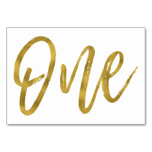 Gold und Weiß Elegante Tischnummer 1