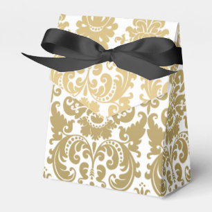 Gold- und Weiß-Elegantes Damastmuster Geschenkschachtel