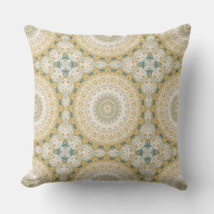Gold- und Weiß-Mandala-Muster mit Türkis-Akzenten Kissen