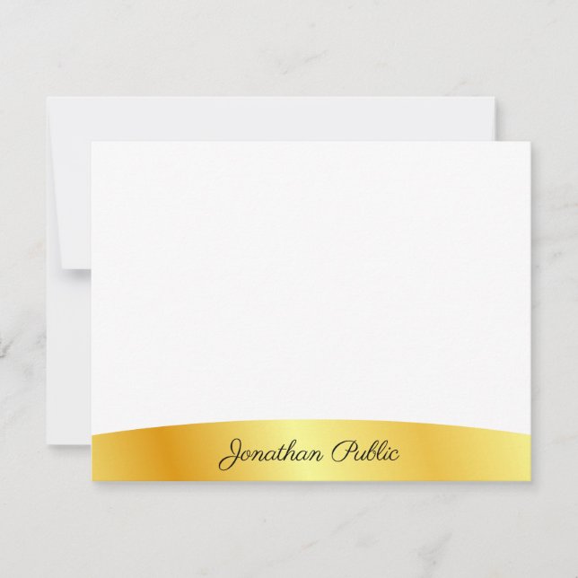 Gold und Weiß Personalisierte Elegante gezeichnet Mitteilungskarte (Vorderseite)