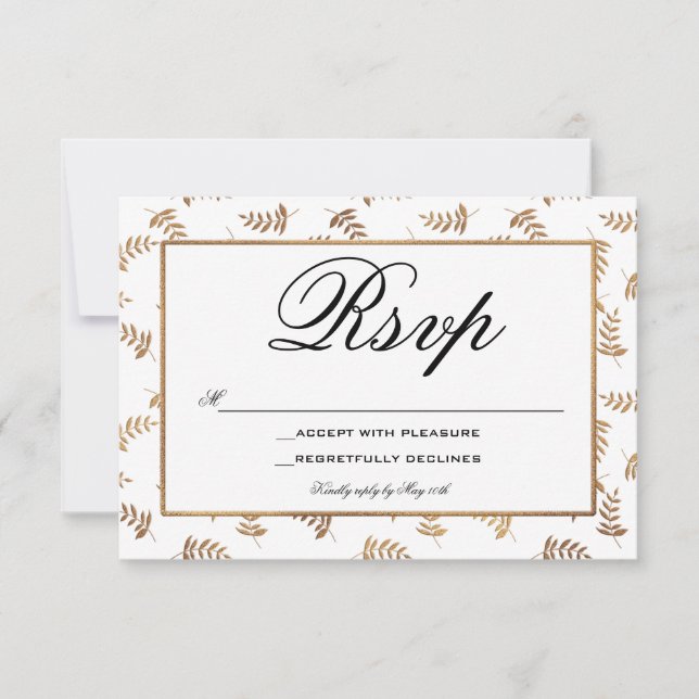 Gold und Weiß RSVP-Karte RSVP Karte (Vorderseite)