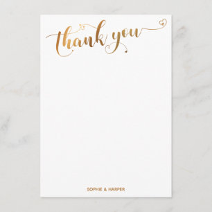 Gold und Weiß Vielen Dank Kalligrafie mit Herz Dankeskarte