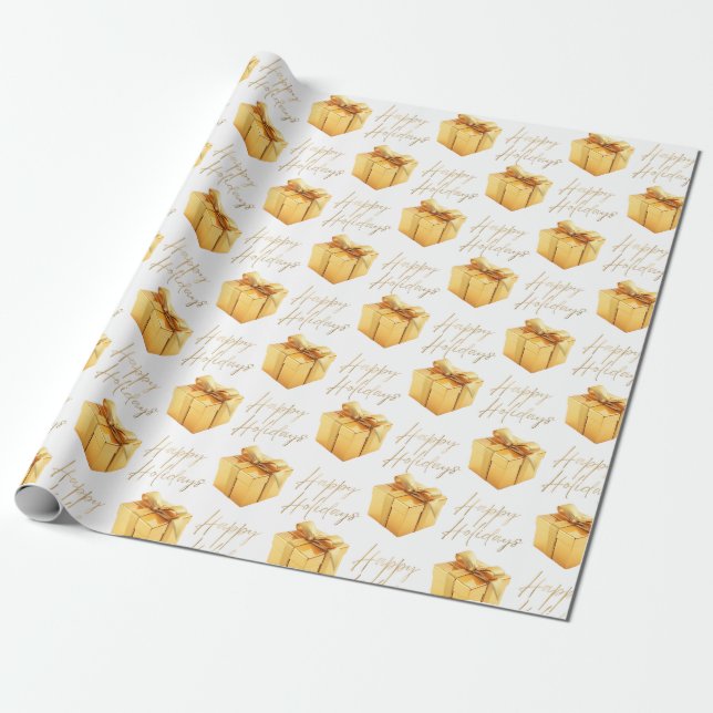 Gold und Weiß Weihnachten Geschenkpapier (Ungerollt)