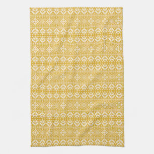Gold und Weiß Weihnachtsmesse Isle Pattern Geschirrtuch