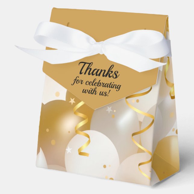 Gold und Weißballons groß Geschenkschachtel (Vorderseite)