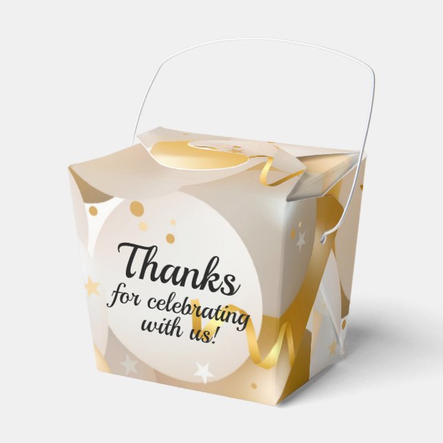 Gold und Weißballons holen Party ab Geschenkschachtel (Vorderseite)
