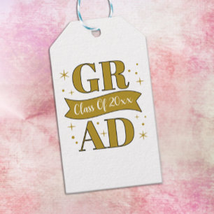 Gold- und weiße Abschlussfeier Geschenkanhänger