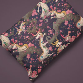 Gold und Weiße Drachen mit Kirschblüten Kissenbezug
