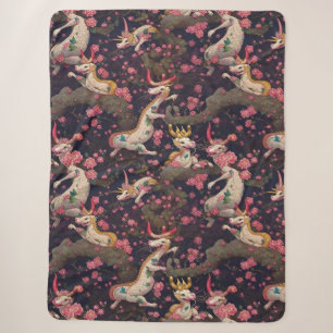 Gold und Weiße Drachen mit Kirschblüten Sherpadecke