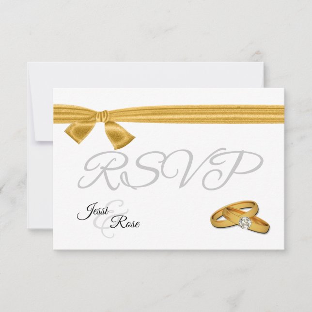 Gold und Weiße Hochzeit RSVP Karte (Vorderseite)