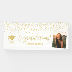 Gold- und weiße Konfetti-Gratulations-Gratulations Banner