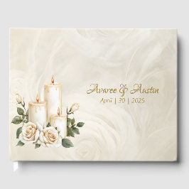 Gold und Weiße Rosen Candlelight Gästebuch