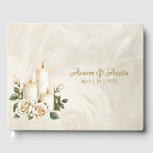 Gold und Weiße Rosen Candlelight Gästebuch
