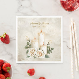 Gold und Weiße Rosen Candlelight Serviette