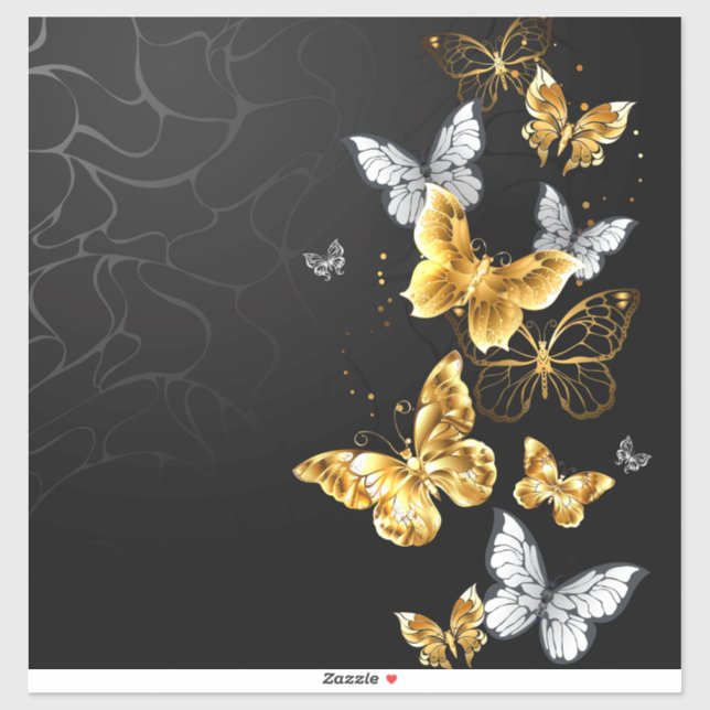 Gold und weiße Schmetterlinge Aufkleber (Blatt)