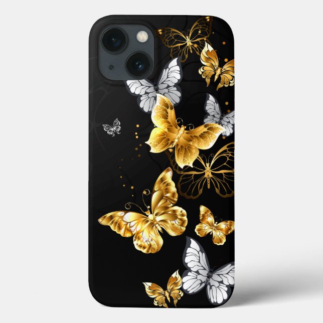 Gold und weiße Schmetterlinge Case-Mate iPhone Hülle (Rückseite)