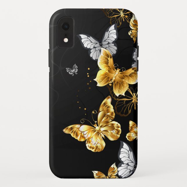 Gold und weiße Schmetterlinge Case-Mate iPhone Hülle (Rückseite)