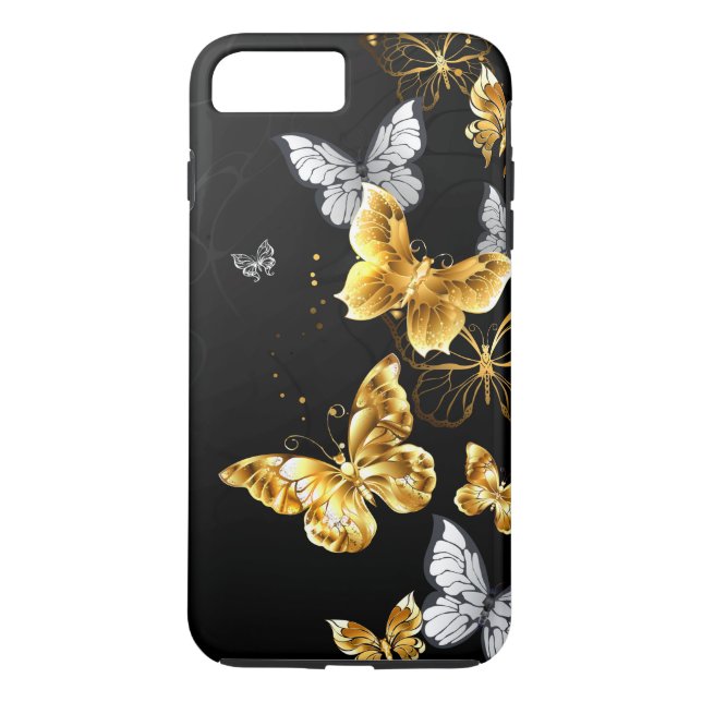 Gold und weiße Schmetterlinge Case-Mate iPhone Hülle (Rückseite)