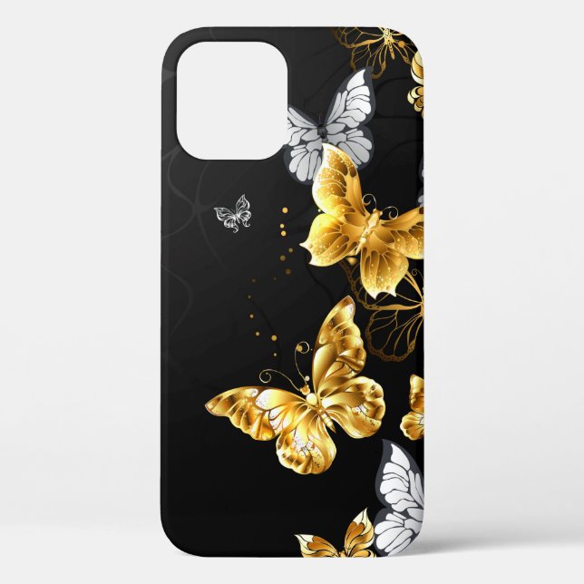 Gold und weiße Schmetterlinge Case-Mate iPhone Hülle (Rückseite)