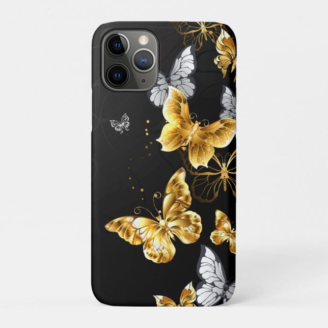 Gold und weiße Schmetterlinge Case-Mate iPhone Hülle (Rückseite)