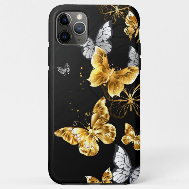 Gold und weiße Schmetterlinge Case-Mate iPhone Hülle (Rückseite)