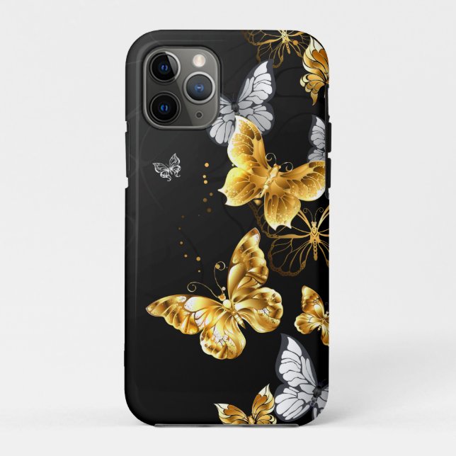 Gold und weiße Schmetterlinge Case-Mate iPhone Hülle (Rückseite)
